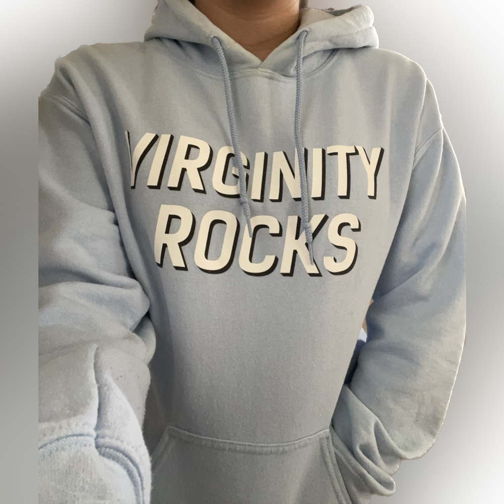 Virginity Rocks Baby Blue Hoodie
